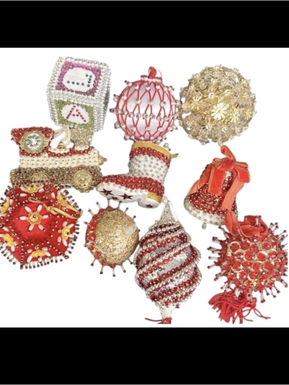 10 Star Fire Saturn Beaded Pushpin Christmas Ornaments Sequins Jewels MCM